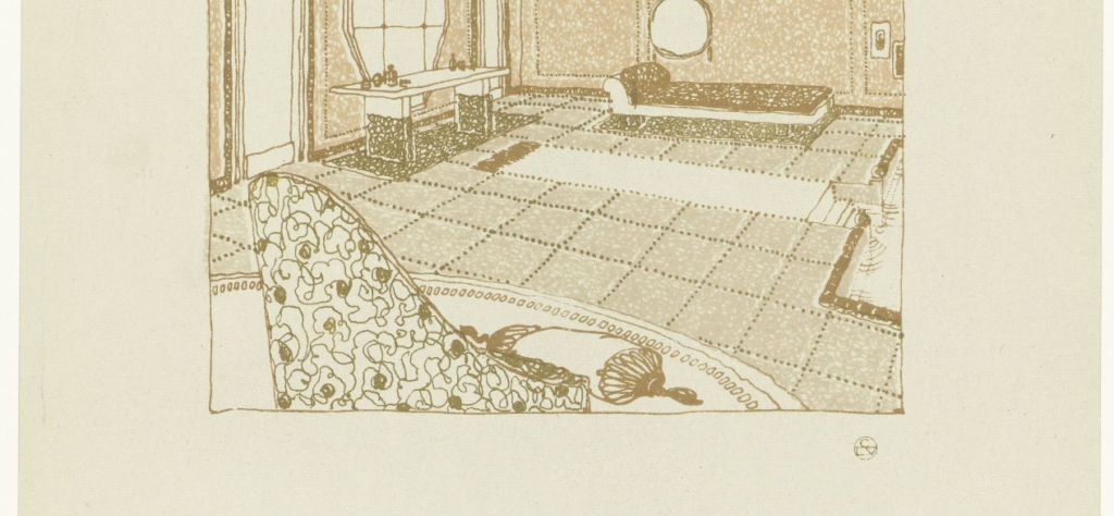 Art Deco bathroom interior designed by Emile-Jacques Ruhlmann, published in Gazette du Bon Ton in 1920